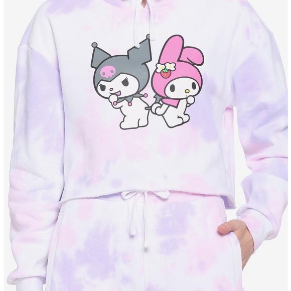 NWT My Melody & Kuromi Pastel Wash Girls Crop Hoodie - Picture 3 of 3
